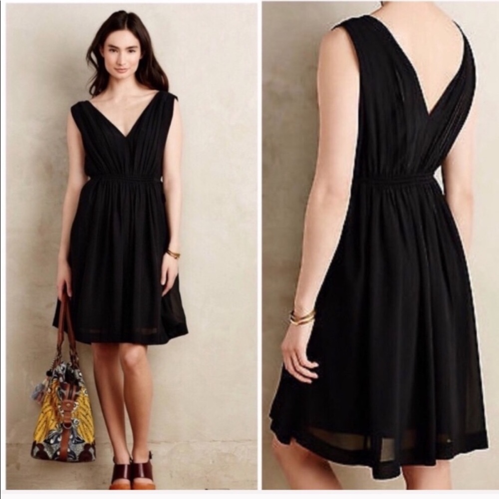 Anthropologie Black Pleated Dress